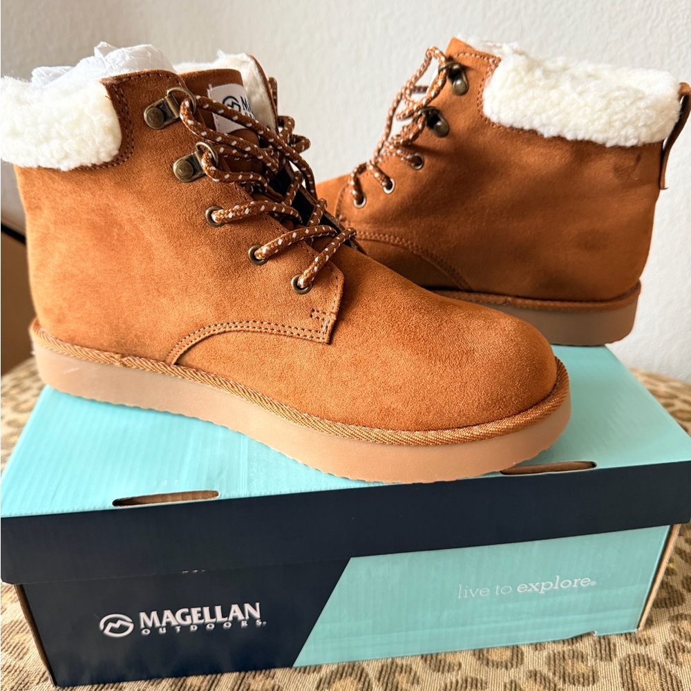 Magellan Outdoors Women's Platform Lace Up Cozy Boots